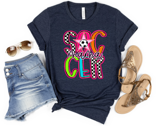 Soccer Mama Neon Checkered DTF TRANSFER