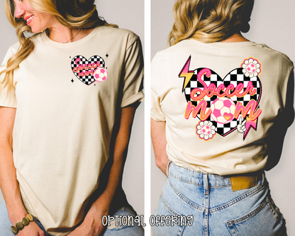 Soccer Mom Checkered Heart DTF TRANSFER