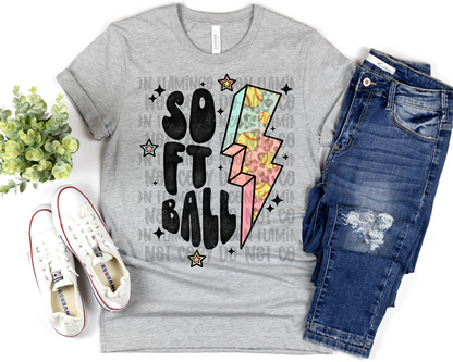 Softball Lightning Bolt | Multiple Styles | DTF TRANSFER