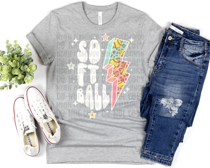 Softball Lightning Bolt | Multiple Styles | DTF TRANSFER