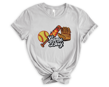 Softball Game Day Faux Embroidered