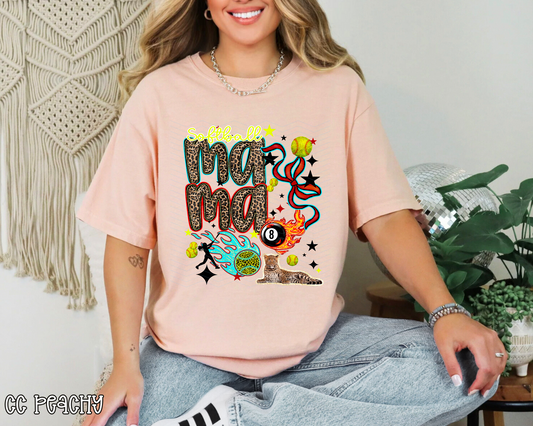 Softball Mama Edgy Collage DTF TRANSFER