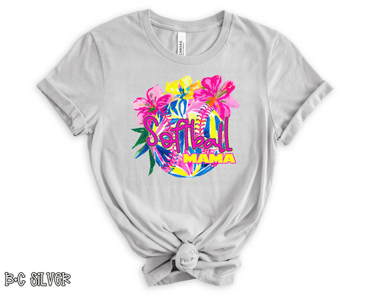 Softball Mama Neon Floral Ball