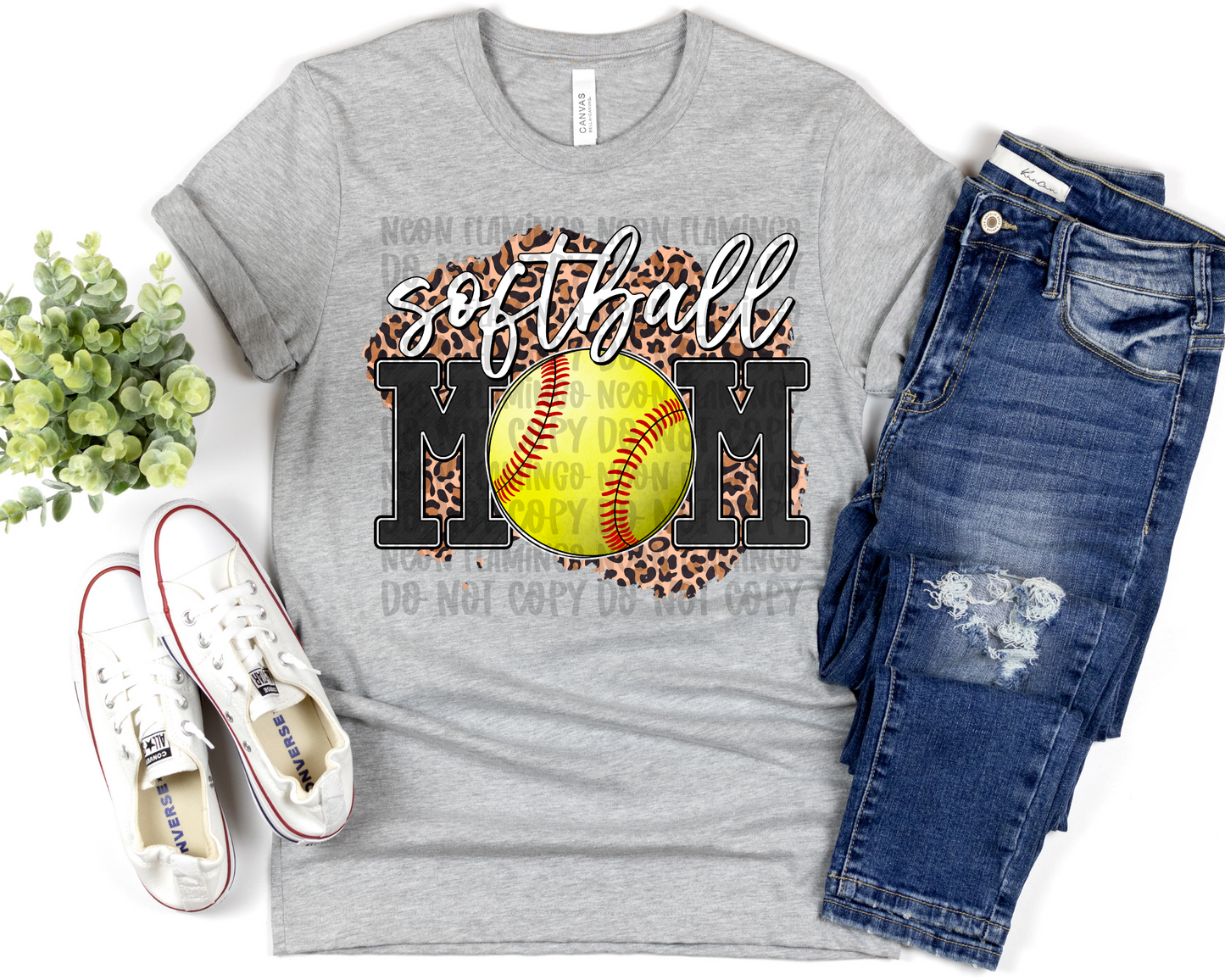 Softball Mom Leopard Background DTF TRANSFER