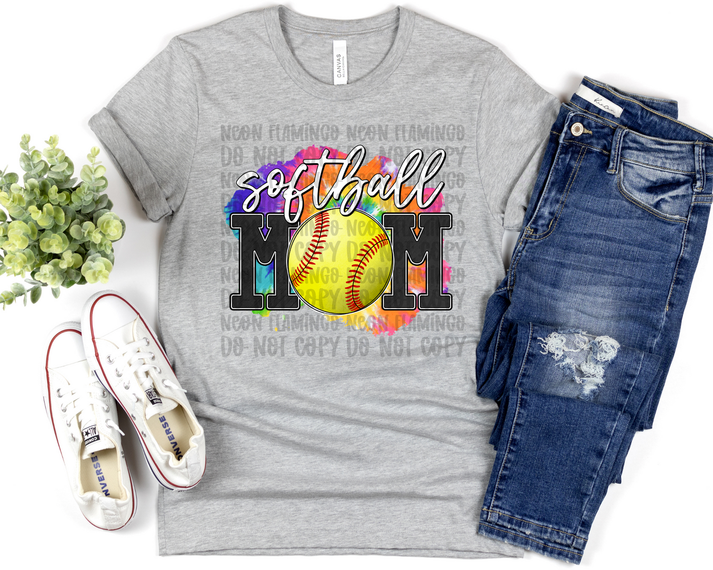 Softball Mom Tie-Dye Background DTF TRANSFER