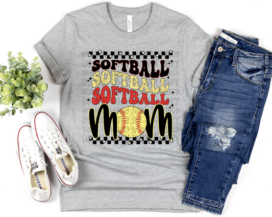 Softball Mom black yellow red