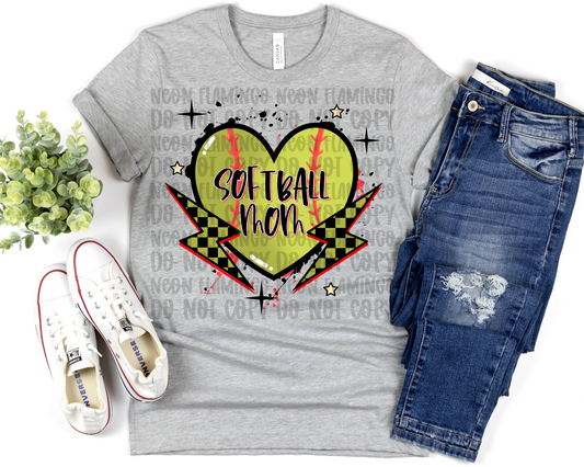 Softball Mom Heart Lightning