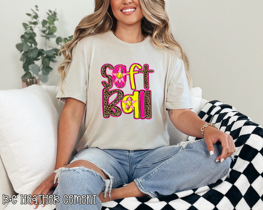 Softball Neon Leopard DTF TRANSFER