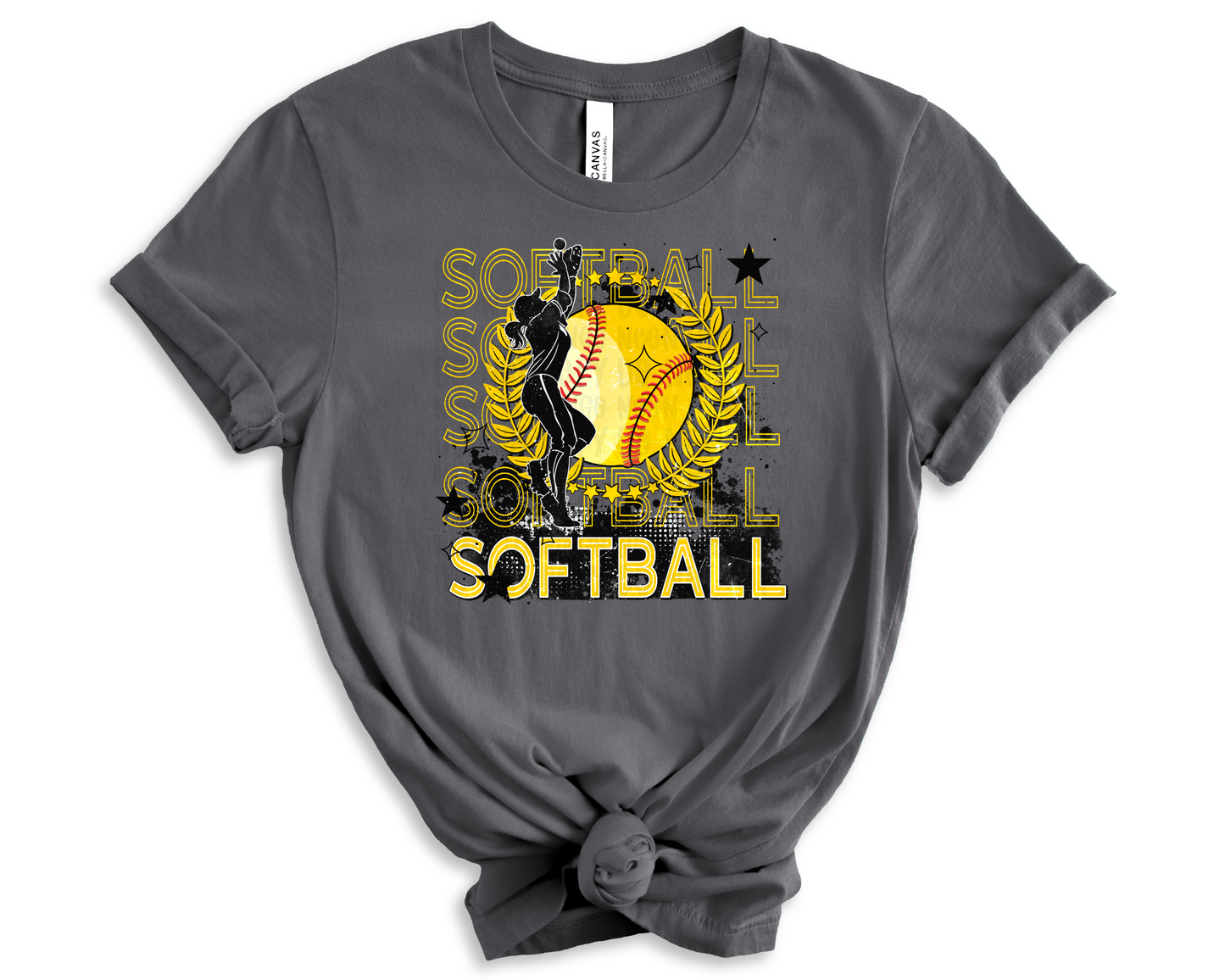 Softball Stacked Neon yellow