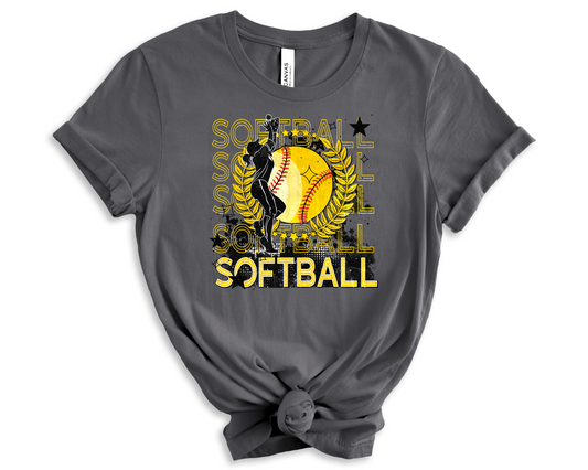 Softball Stacked Neon yellow
