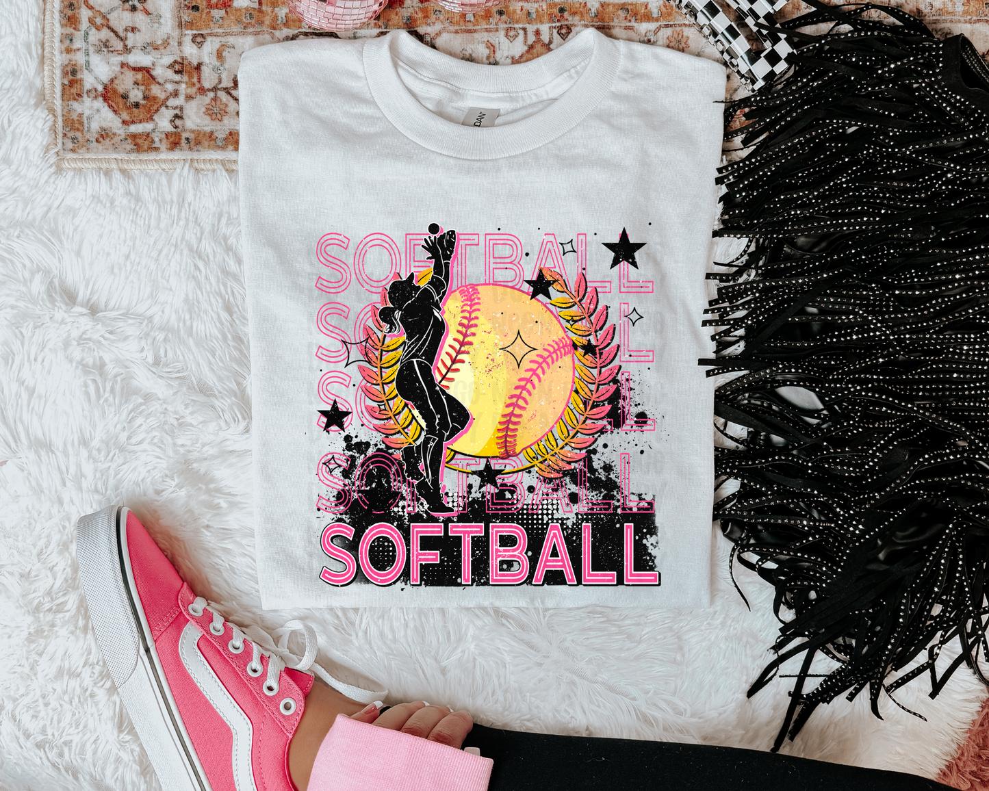 Softball Stacked Pink