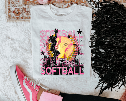 Softball Stacked Pink