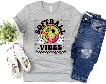 Softball Vibes Smiley black