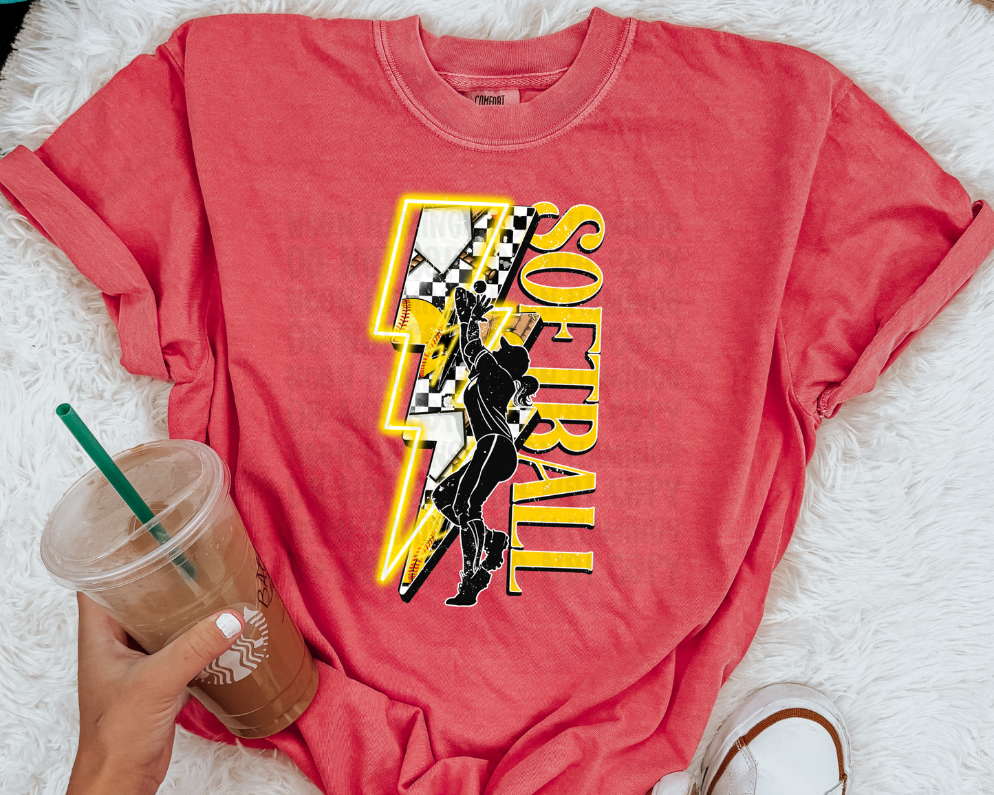 Softball Yellow Lightning Bolt