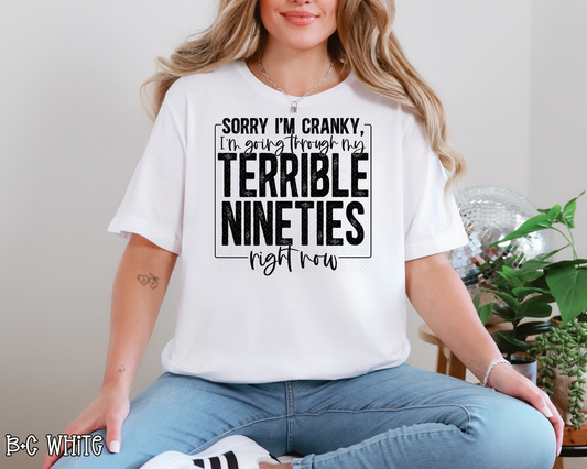 Sorry I'm Cranky I'm Going Through My Terrible Nineties DTF TRANSFER