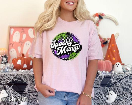 Spooky Mama Checkered Circle DTF TRANSFER