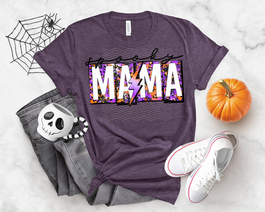 Spooky Mama Lightning Orange Purple DTF TRANSFER