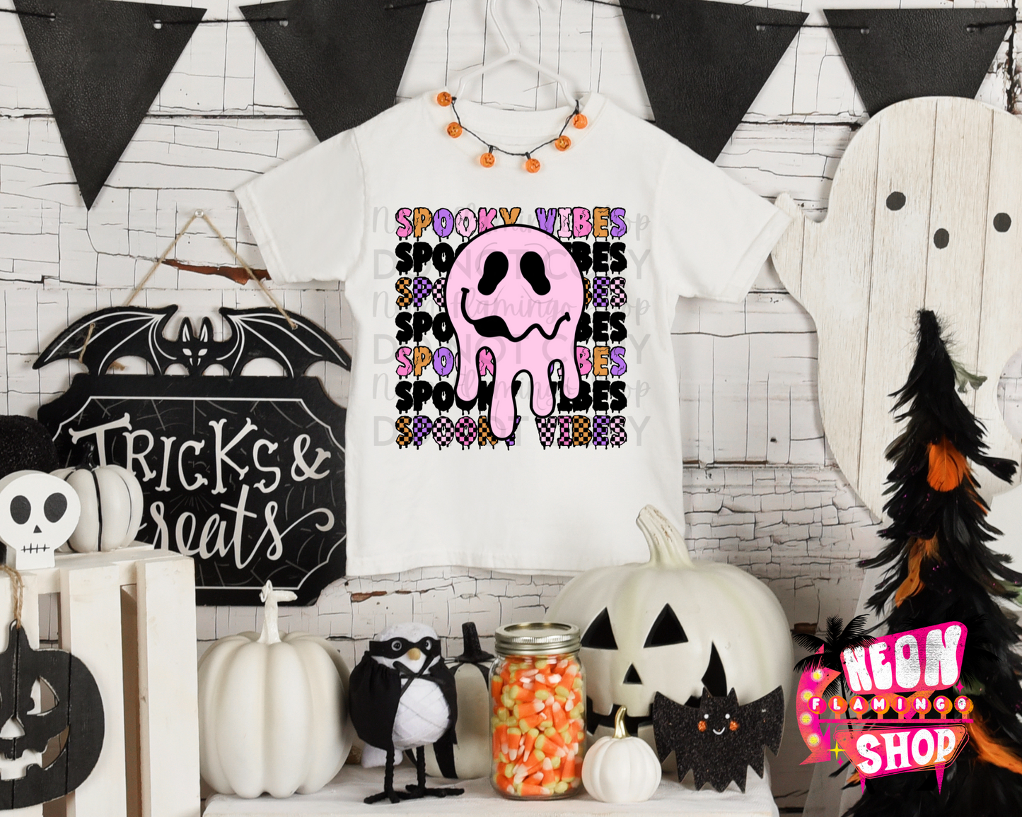 Spooky Vibes Stacked black & Pink