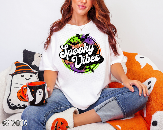 Spooky Vibes Bat Circle DTF TRANSFER