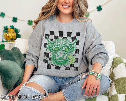 St Patrick's Day Highland Cow DTF TRANSFER