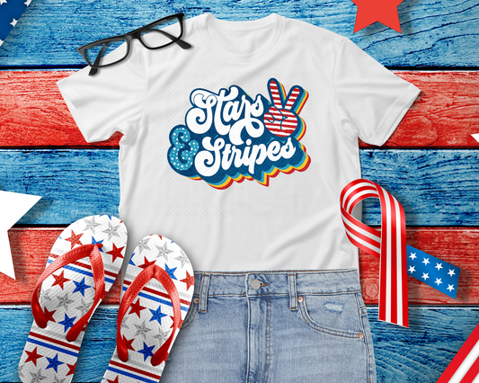 Stars & Stripes Peace Sign DTF TRANSFER