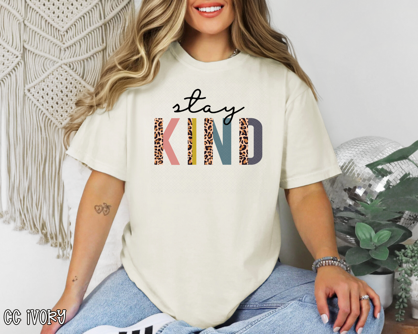 Stay Kind Half Leopard DTF TRANSFER
