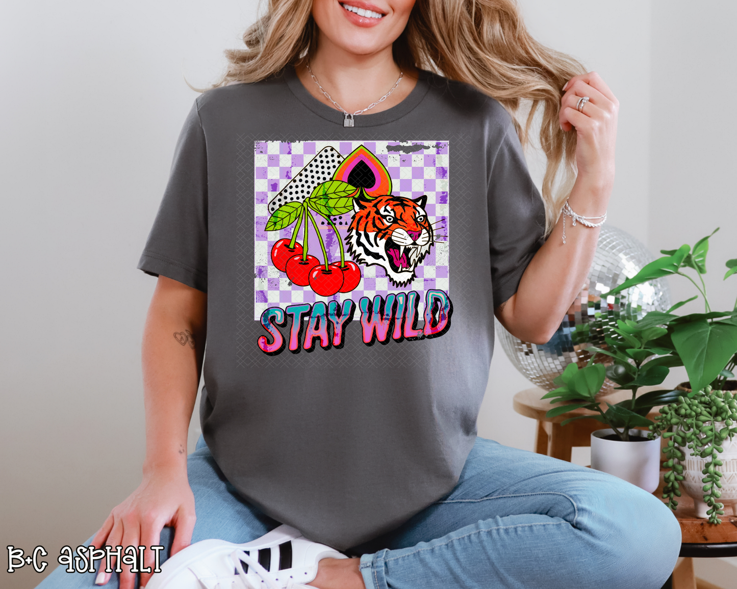 Stay Wild Purple Checkered DTF TRANSFER
