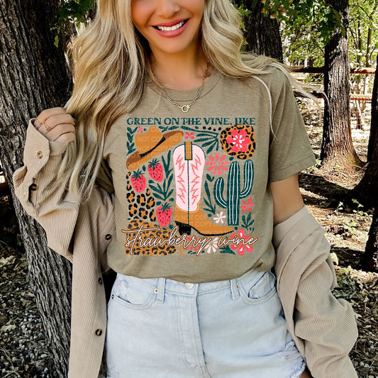 Strawberry Wine Retro Collage DTF TRANSFER