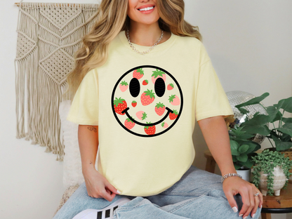 Strawberry Smiley Transparent DTF TRANSFER