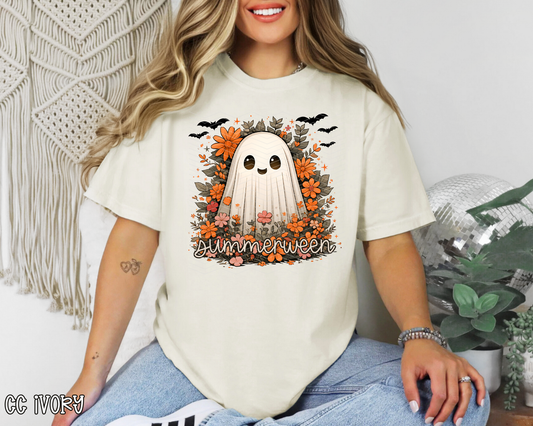 Summerween Floral Ghost DTF TRANSFER
