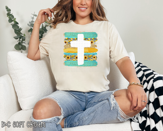 Sunflower Brushstroke Cross