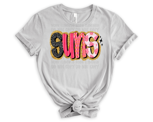 Suns Pink Retro Glitter DTF TRANSFER