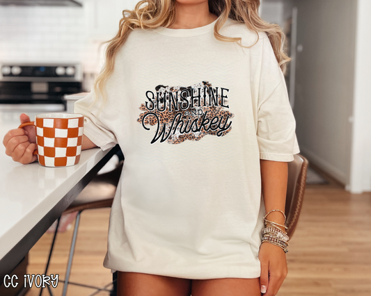 Sunshine and Whiskey Cow Print Leopard DTF TRANSFER