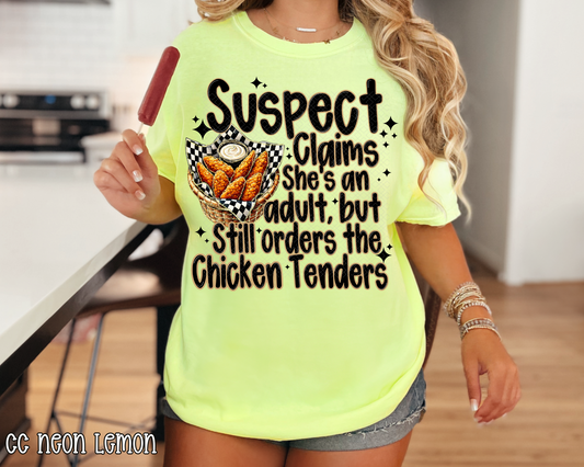 Suspect Claims She's An Adult But Still Orders Chicken Tenders DTF TRANSFER
