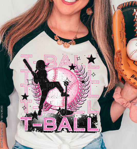 T-Ball Neon Stacked Girl DTF TRANSFER