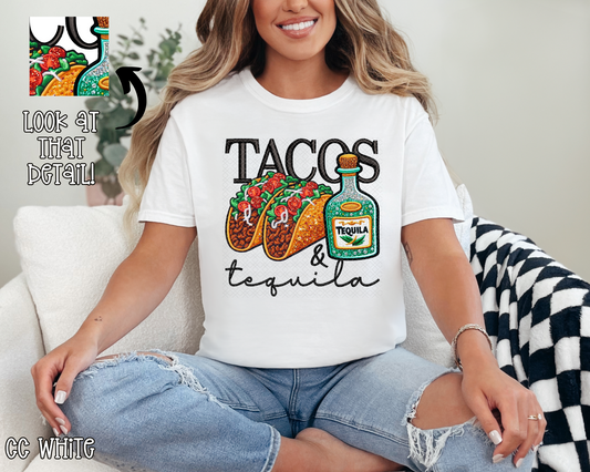 Tacos & Tequila Faux Embroidery DTF TRANSFER