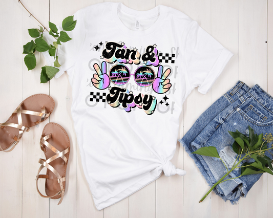 Tan & Tipsy peace DTF TRANSFER