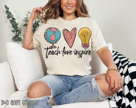 Teach Love Inspire Pastel Leopard DTF TRANSFER