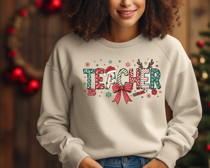 Teacher Christmas Doodle Bow