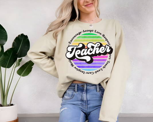 Teacher Circle Rainbow DTF TRANSFER