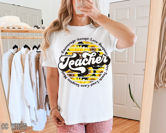 Teacher Circle Sunflower DTF TRANSFER