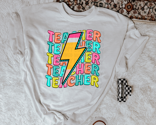 Teacher Lightning Pencil DTF TRANSFER