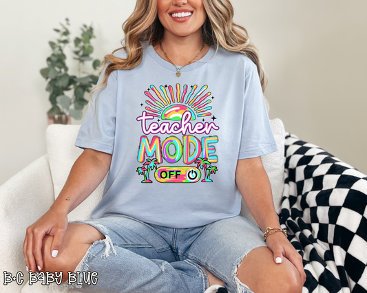 Teacher Mode Off black outline DTF TRANSFER