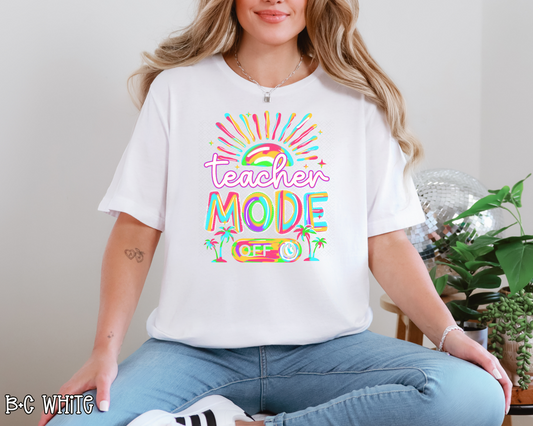 Teacher Mode Off white outline DTF TRANSFER