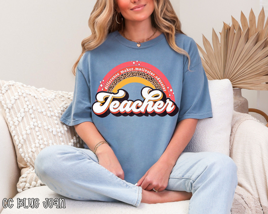 Teacher Rainbow Bright Leopard DTF TRANSFER