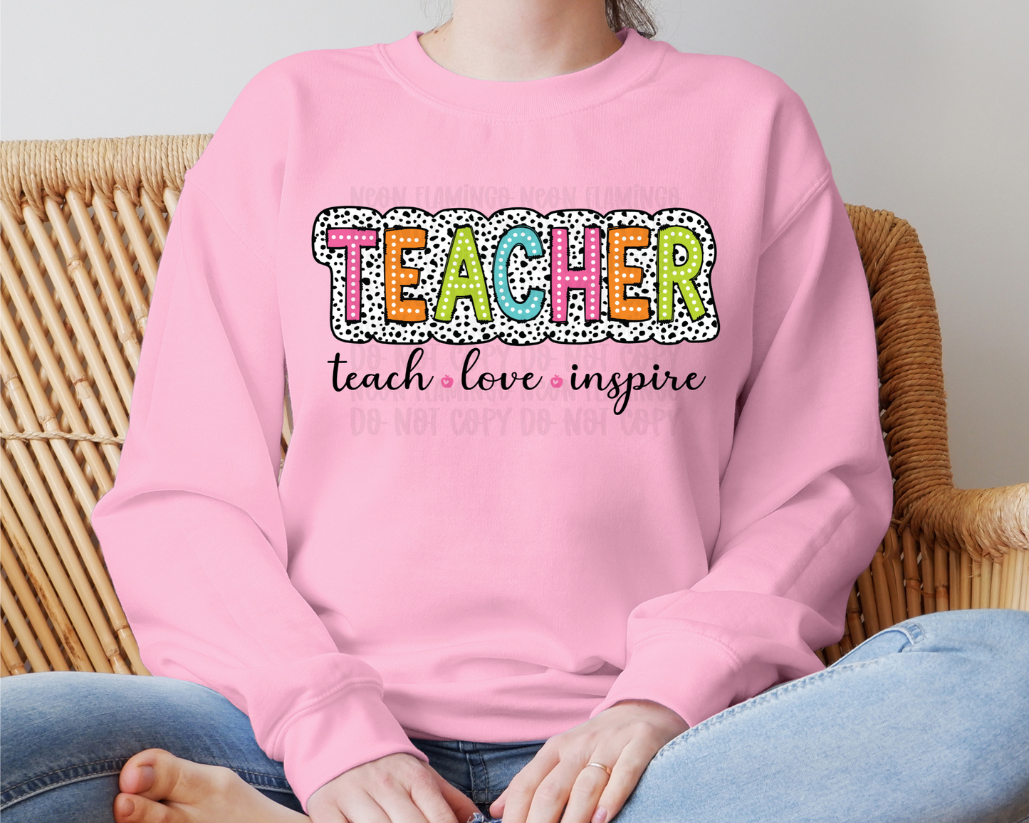 Teacher Teach Love Inspire Dalmatian Dots DTF TRANSFER