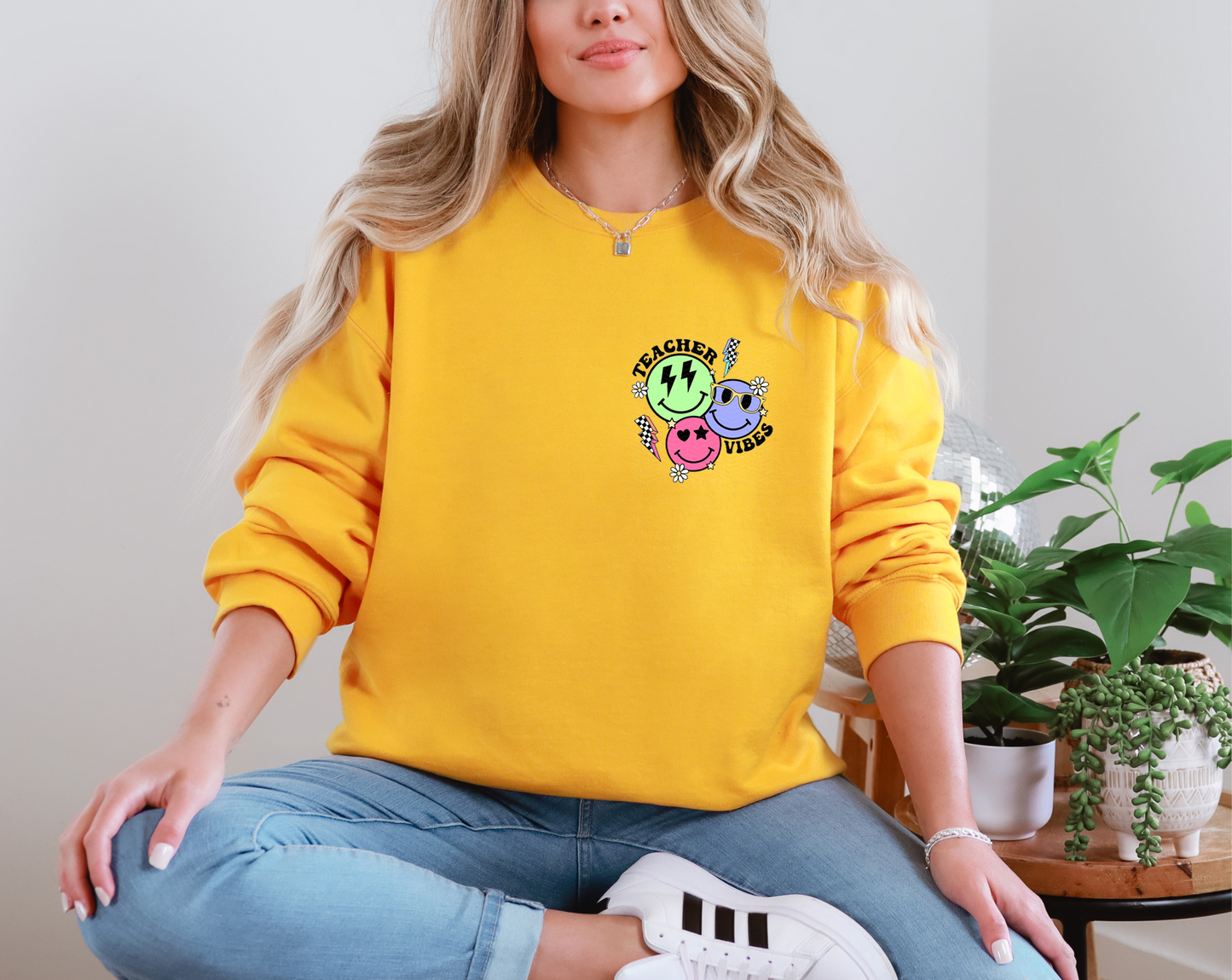 Teacher Vibes Smiley Pocket DTF TRANSFER