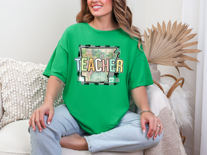 Teacher State Gingham Arkansas DTF TRANSFER