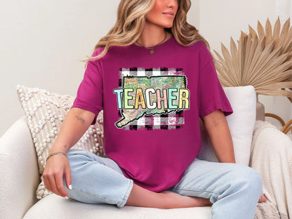 Teacher State Gingham Connecticut DTF TRANSFER