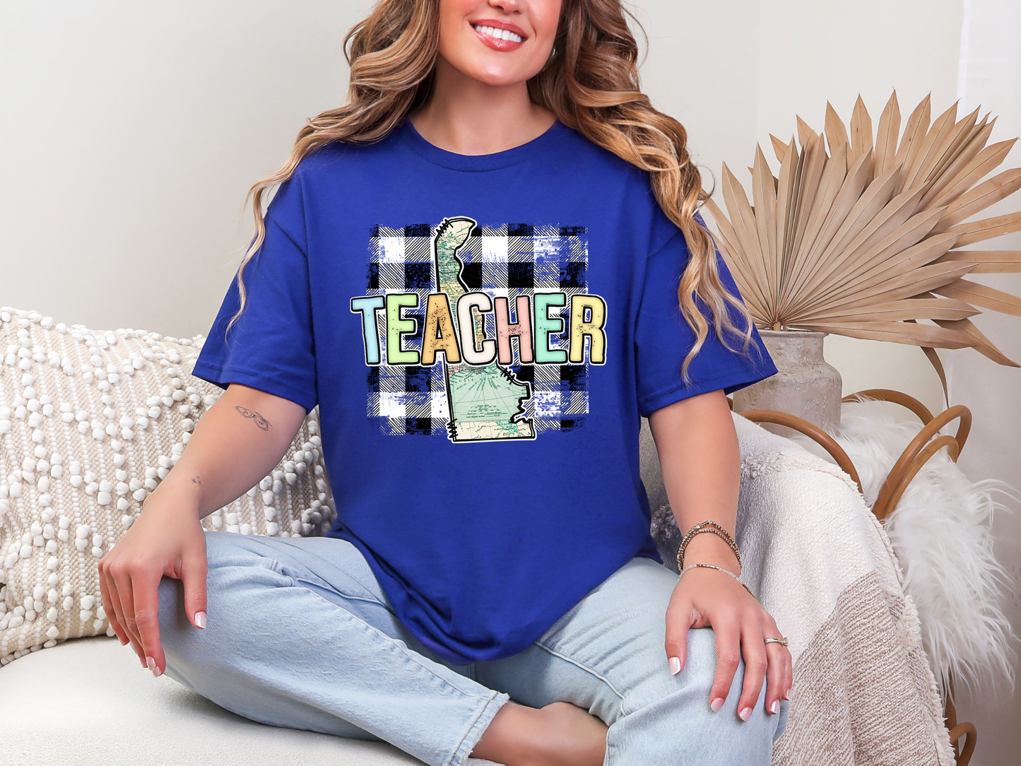 Teacher State Gingham Delaware DTF TRANSFER
